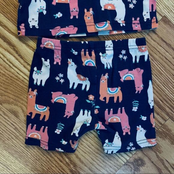 Carters Blue & Pink Llama Print Cotton Pajama Shorts & Matching Top Size 2 T - Picture 6 of 8